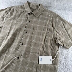 NWT Mens Katin Cruz Shirt Brown Button Down Cotton/Linen Medium Beach Surf